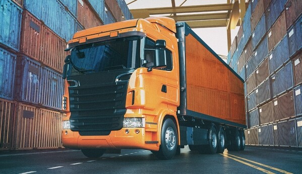 A truck in the warehouse